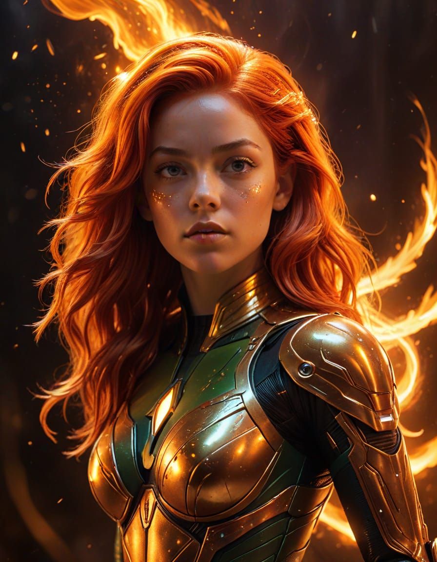 Sydney Sweeney as Starfire in Comic Book Style