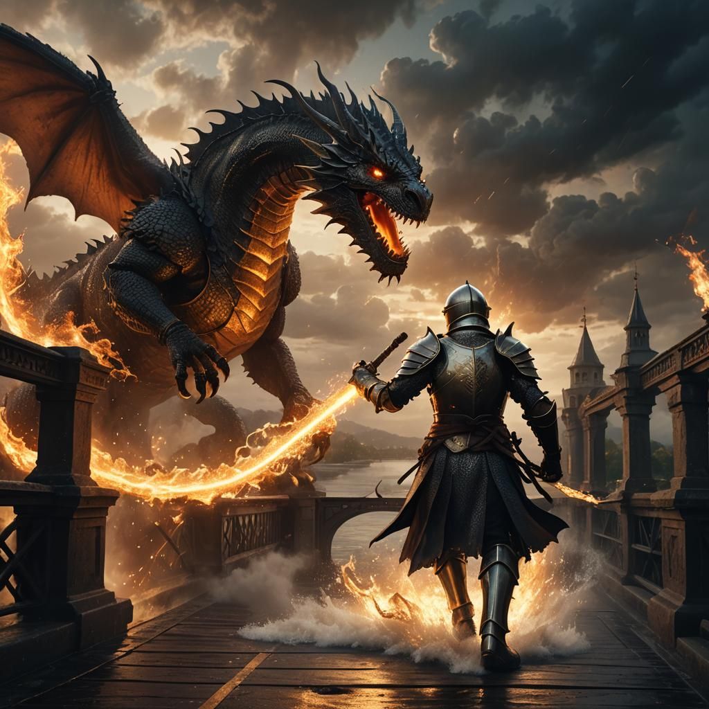Knight vs Dragon: Epic Cinematic Digital Art