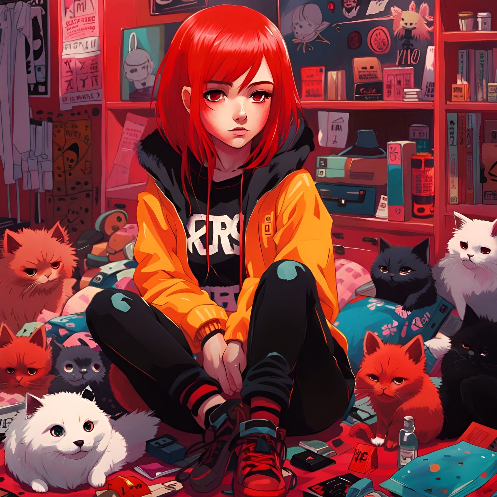 Emo Alt Girl Concept Art in Anime Key Visual Style