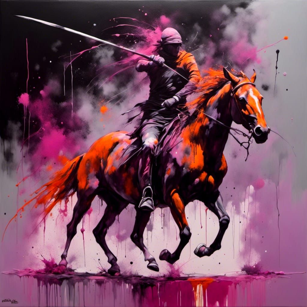 Abstract Acrylic Painting of an Animal Warrior