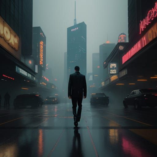 Gritty Urban Film Noir Landscape