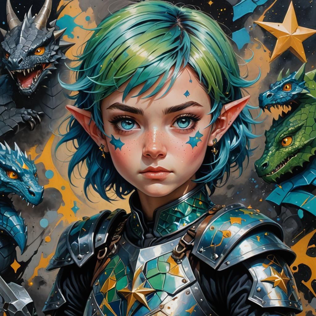 Halfling Warrior Portrait in Graffiti Art Style