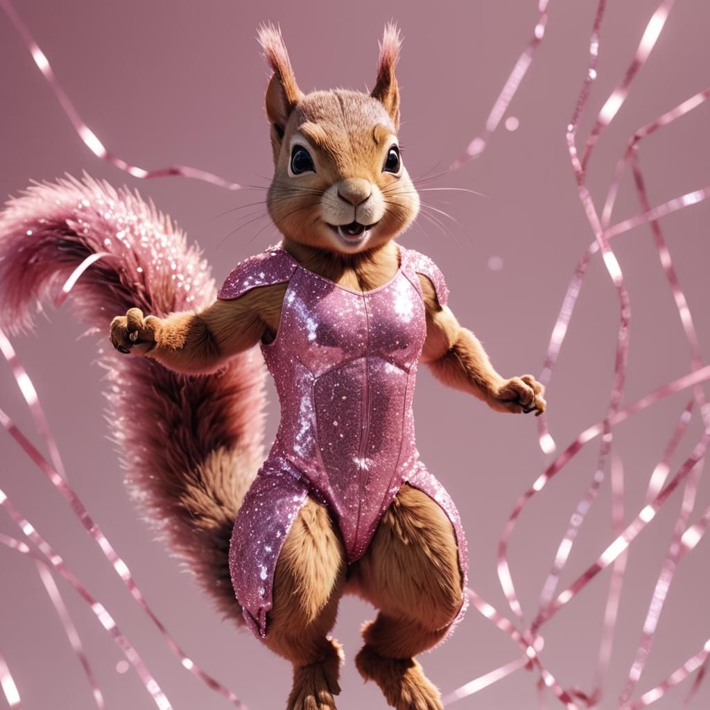 Muscular Squirrel Gymnast in Anime Style