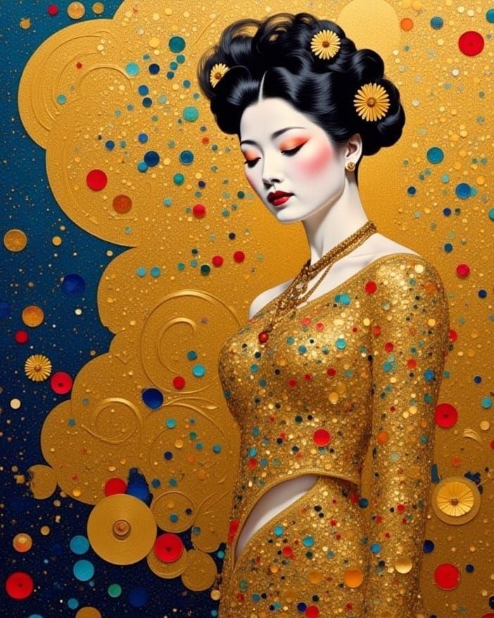 Golden Woman in Vienna Secession Style