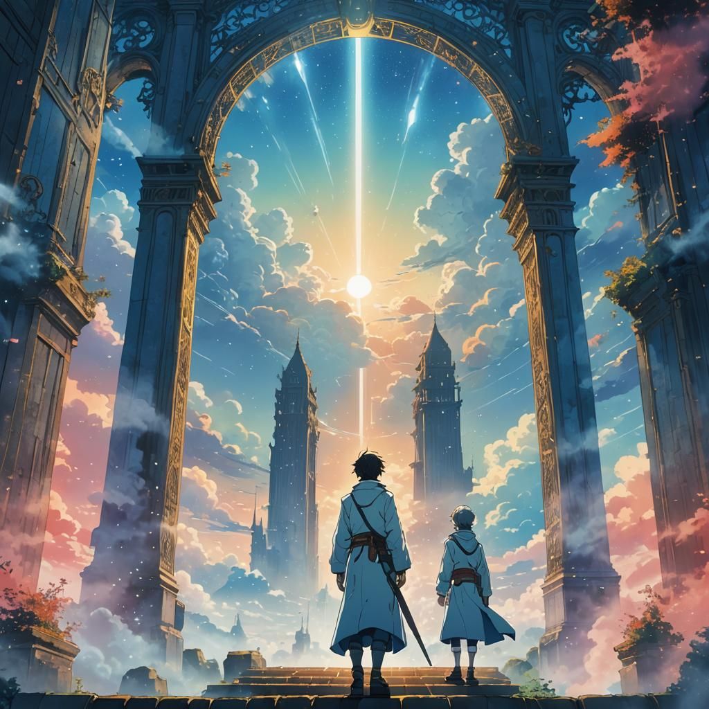 Anime Bondsman at Paradise Gates in Vibrant Colors