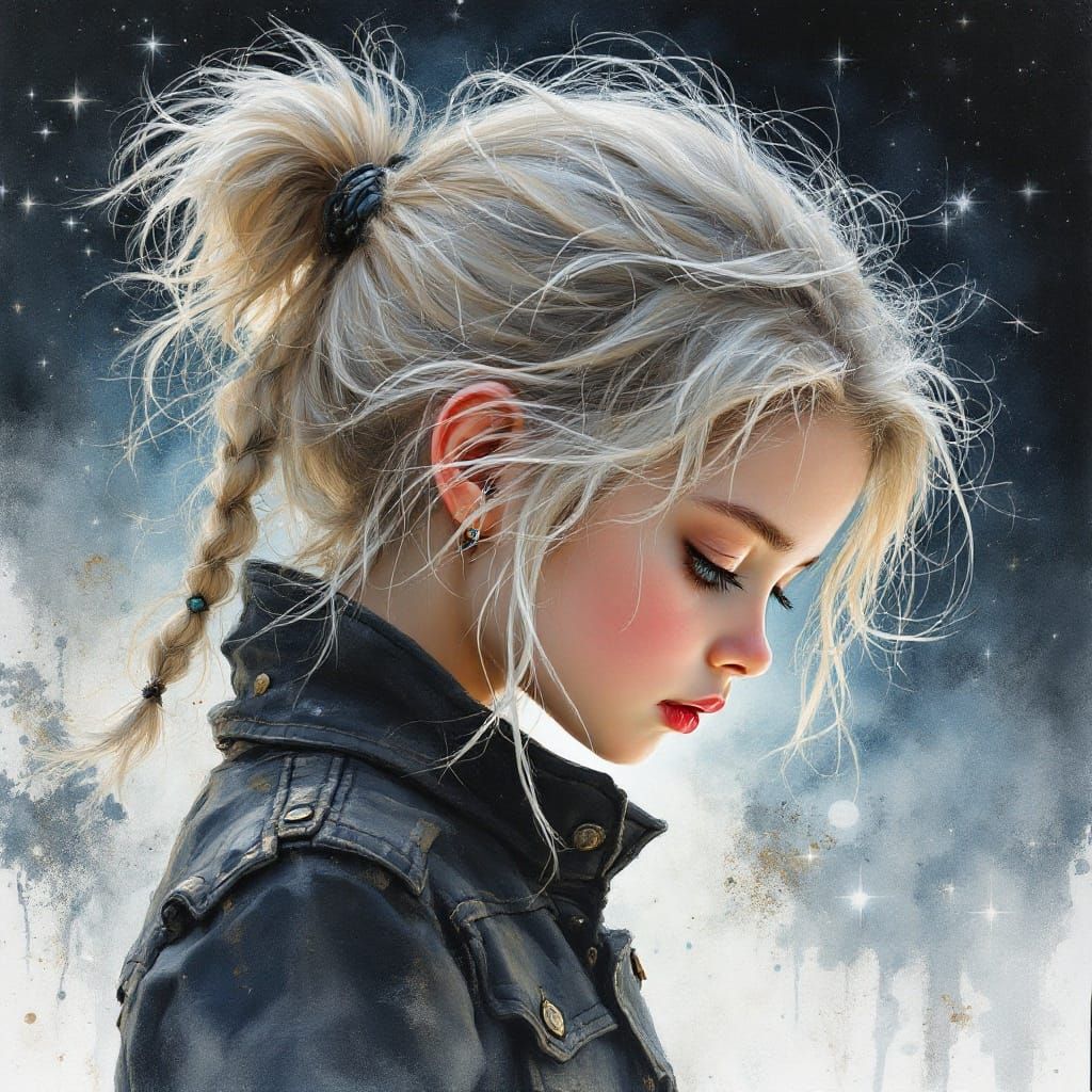 Ethereal Little Girl in Sparkling Black Fantasy Portrait