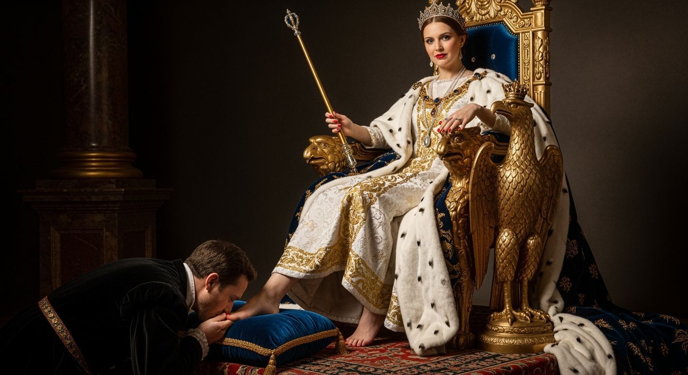 French Empress on Eagle Throne in Baroque Style