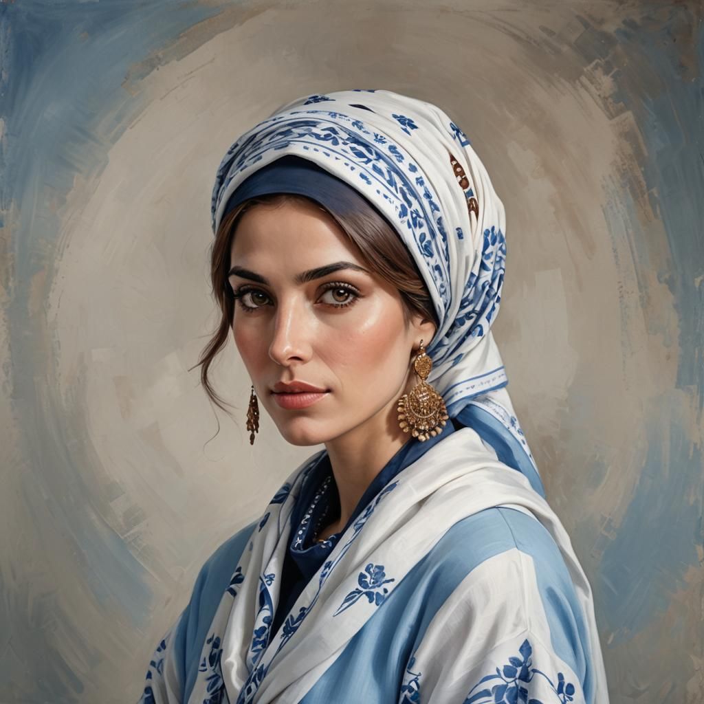 Elegant Woman with Headscarf Portrait