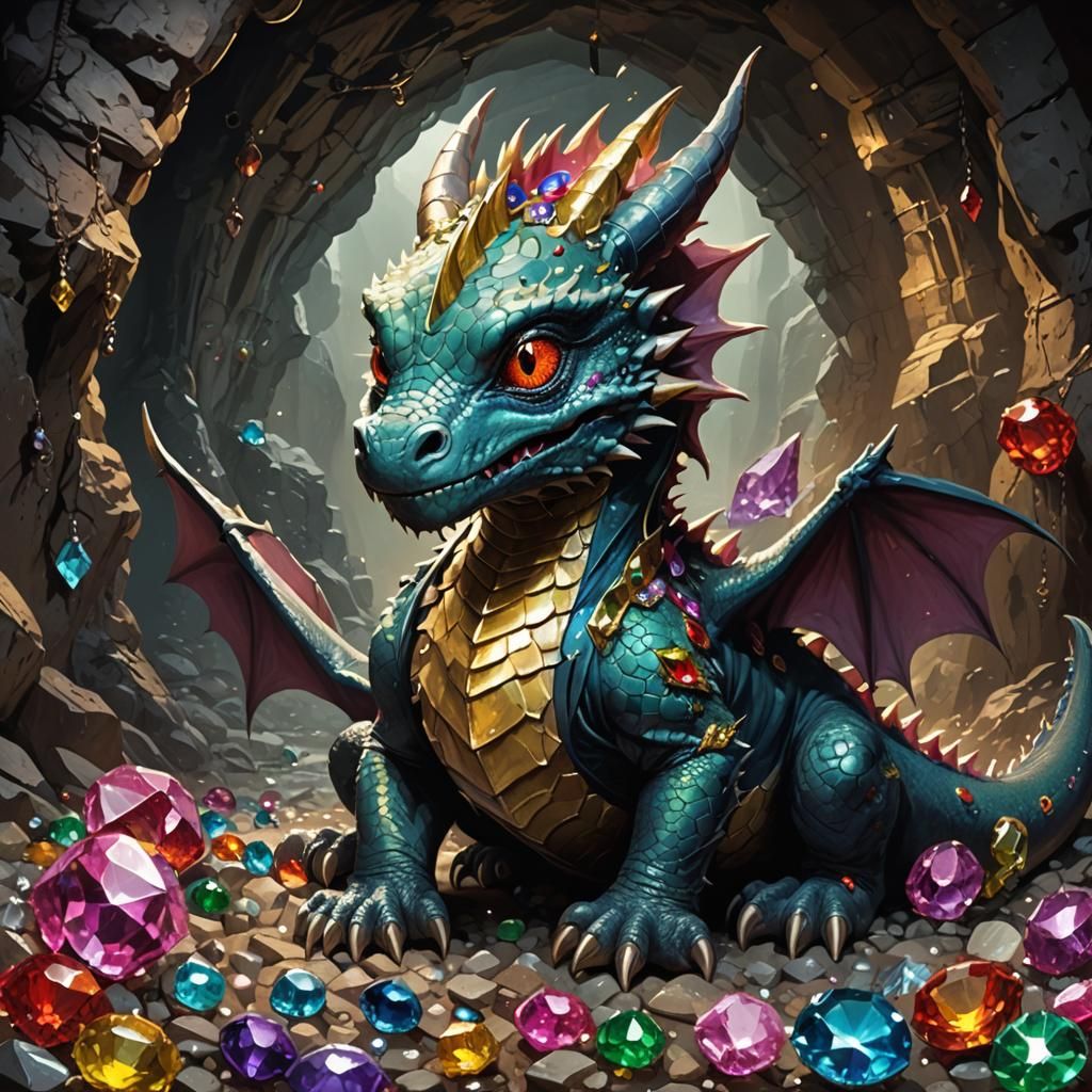 Dragons and Jewels in Cave, Sinister Art