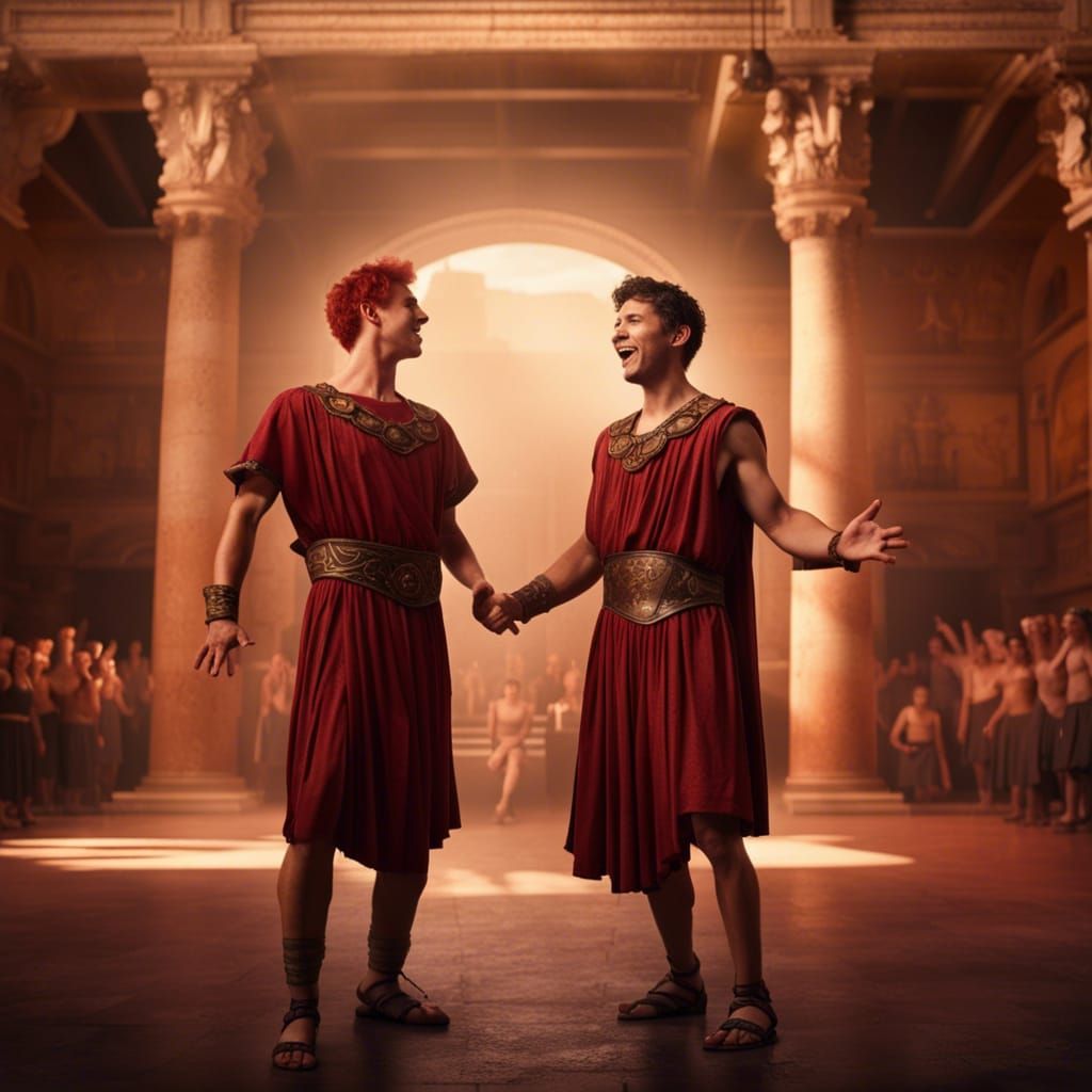 Roman Singers Perform on Stage: Detailed Matte Painting