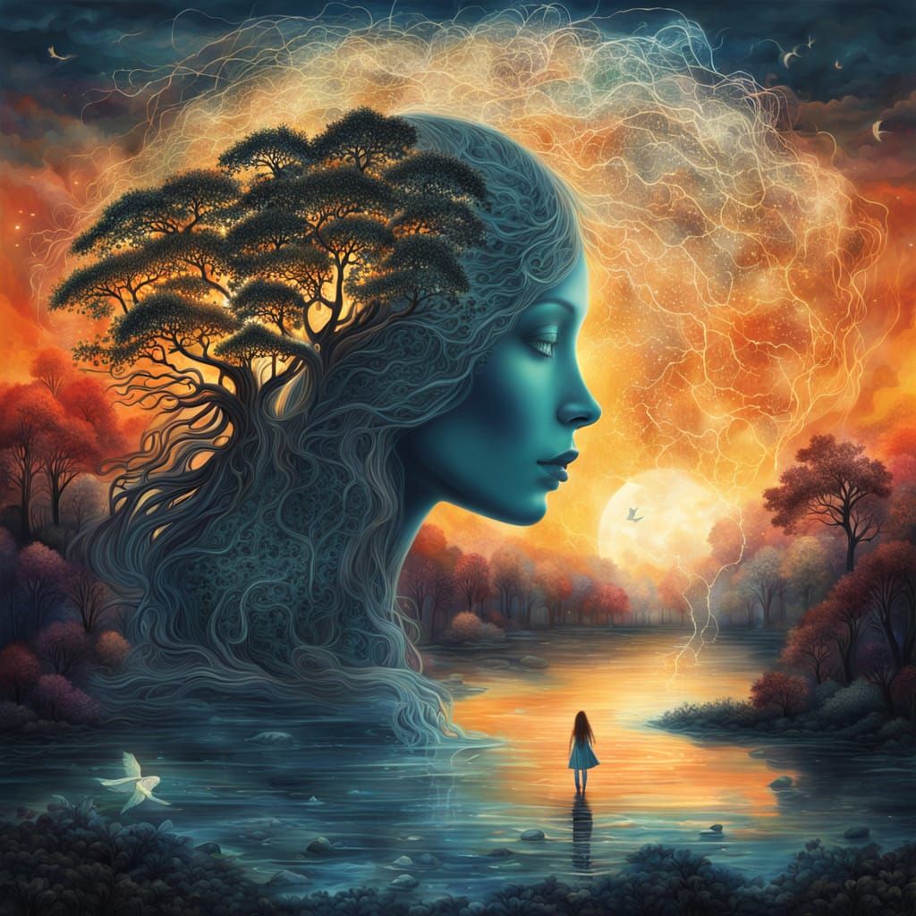 Surreal Bio Art Abstract of Glowing Human Connection and Per...