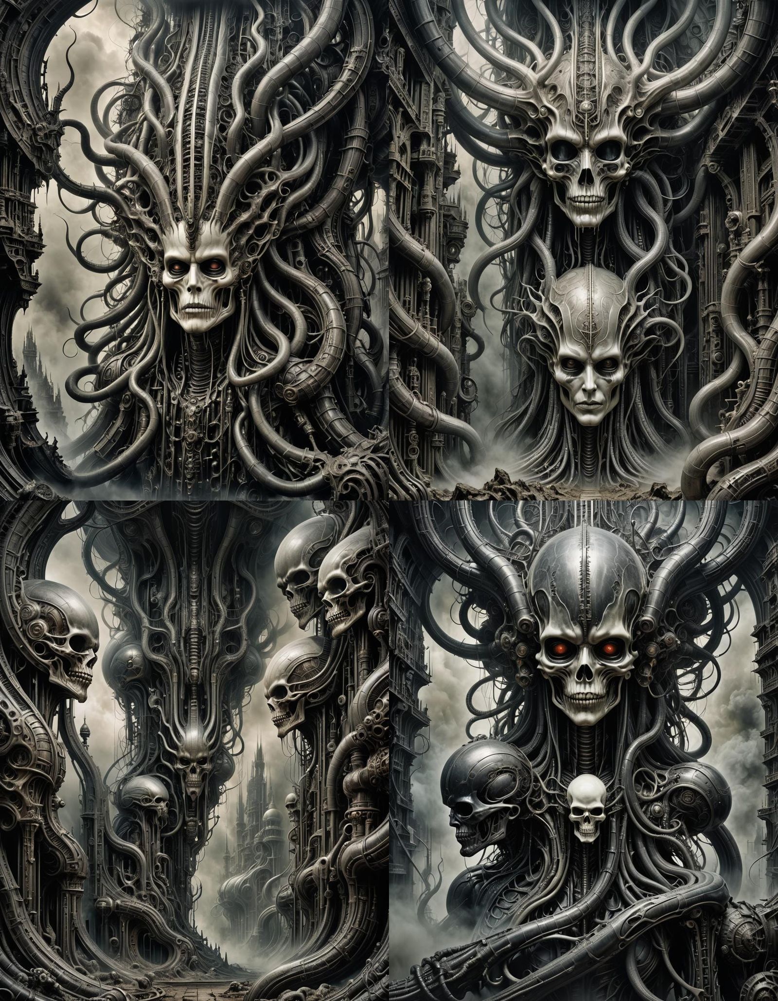 Surreal Skull Face in Atomic Explosion: Magic Realism