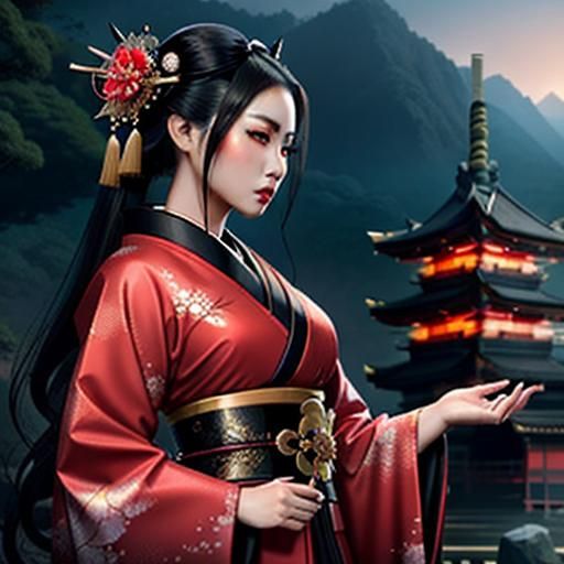 Enchanting Geisha Goddess Matte Painting
