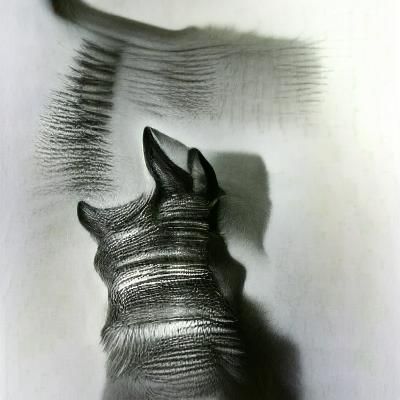 Hyperdetailed Charcoal Drawing of a Shadow Canine