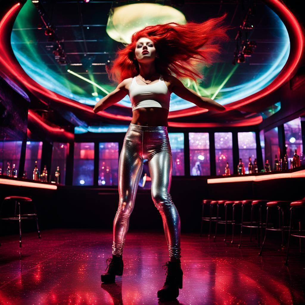 Woman Dancing in Smokey Nightclub, Photographic Style