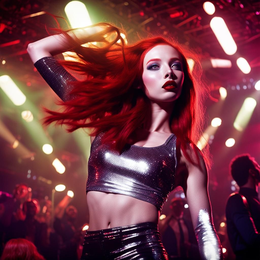 Woman Dancing in Smokey Nightclub, Photographic Style