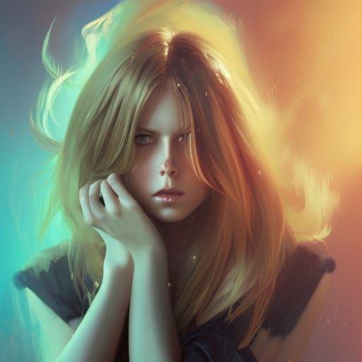 Stunning Wolf Hybrid Portrait in Art Nouveau Style