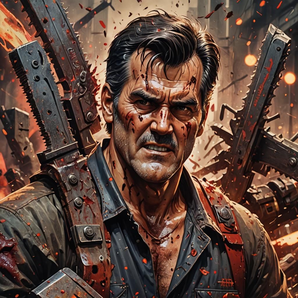 Anime Portrait: Heroic Figure in Demonic Chaos