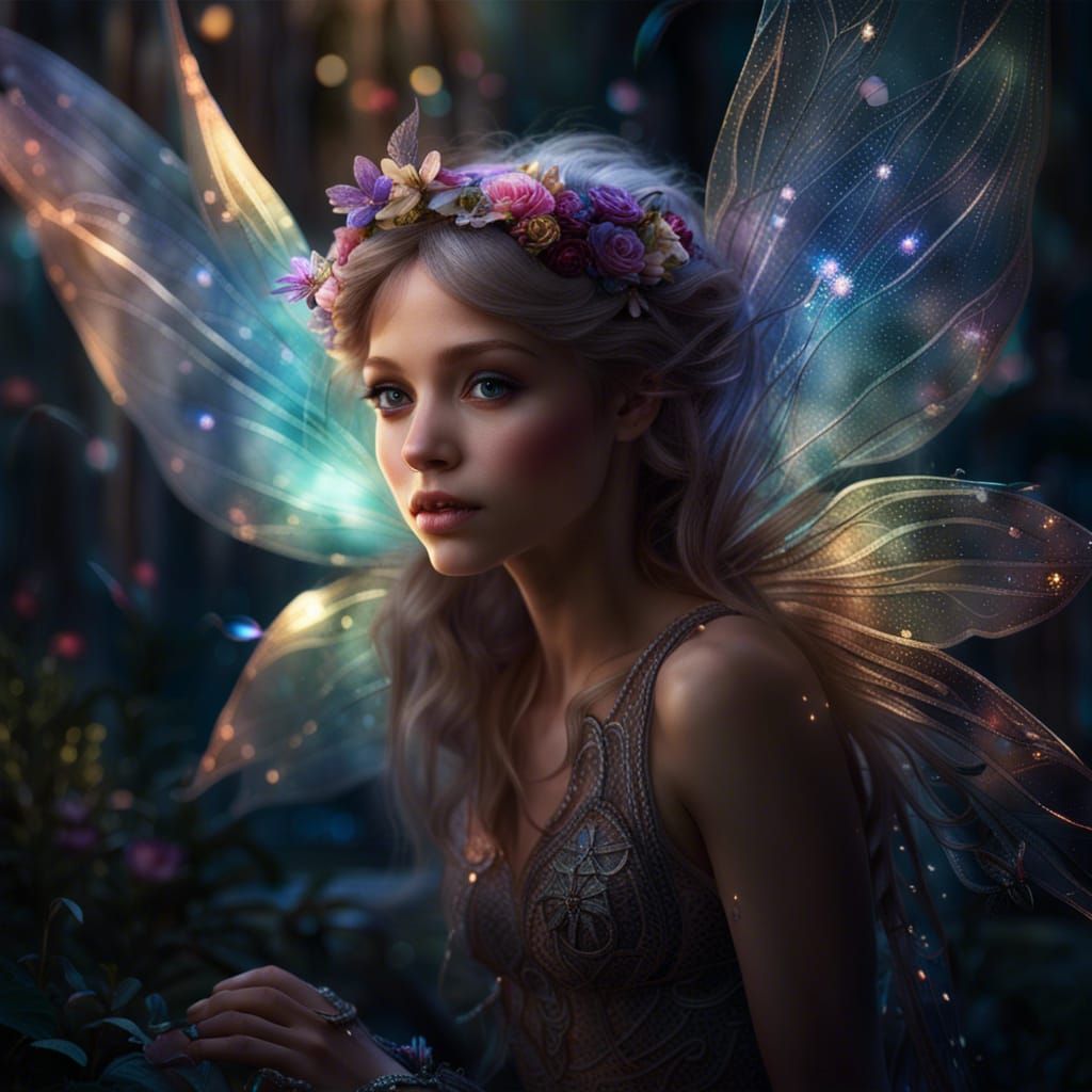 Ethereal Fairy with Iridescent Wings in Fantasy Art