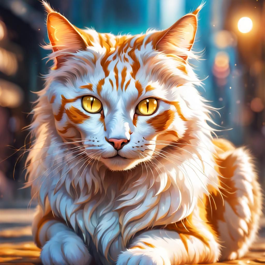Rare Cat with Golden Eyes and White Aura