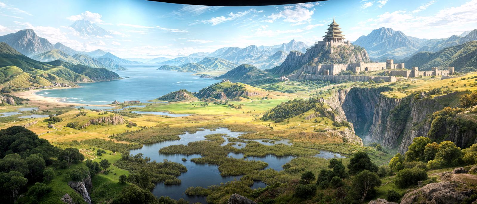 Panoramic Landscape with Temple and Fortress