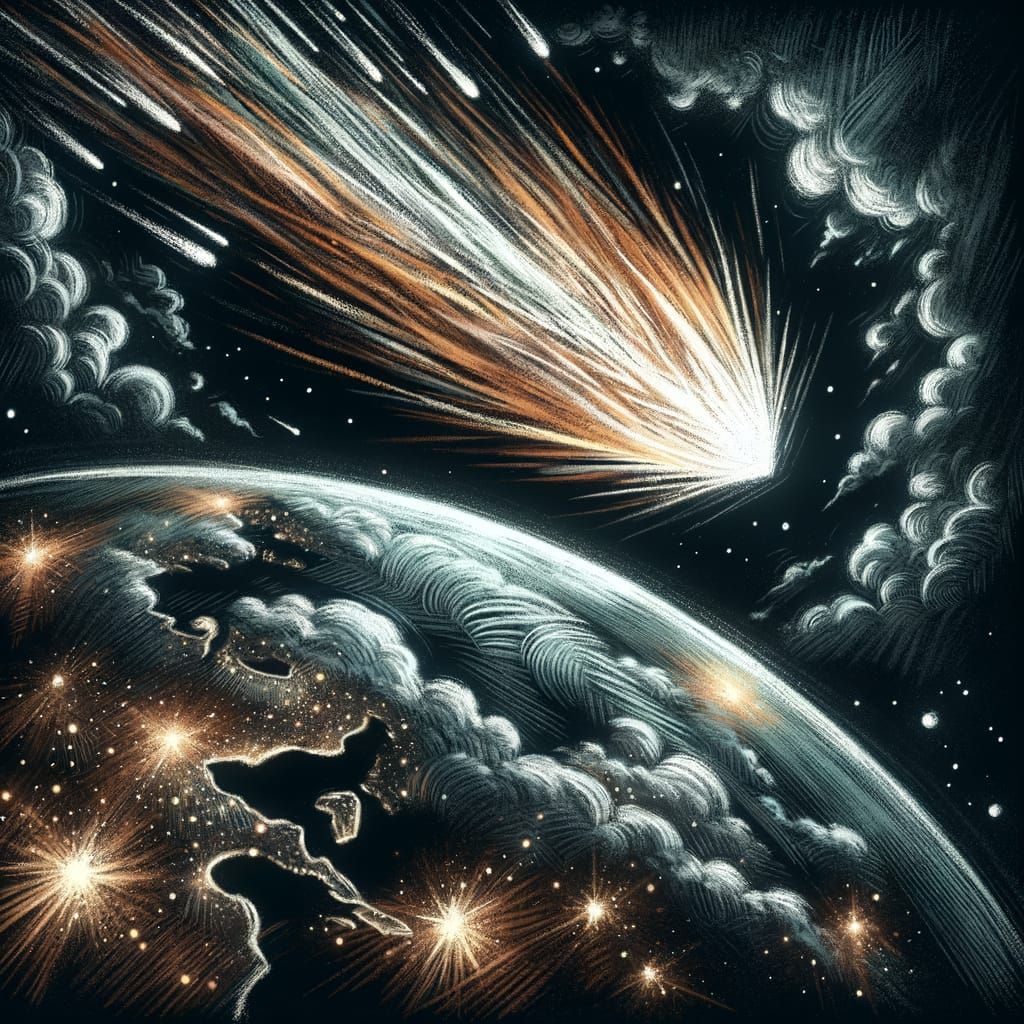 Meteor Descent in Chalk Art Style