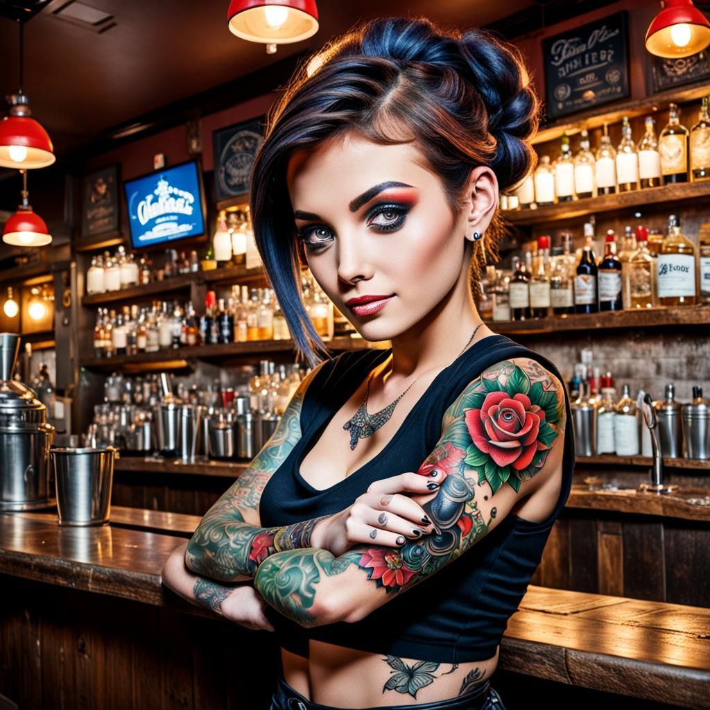 Tattooed Barmaid Character Design