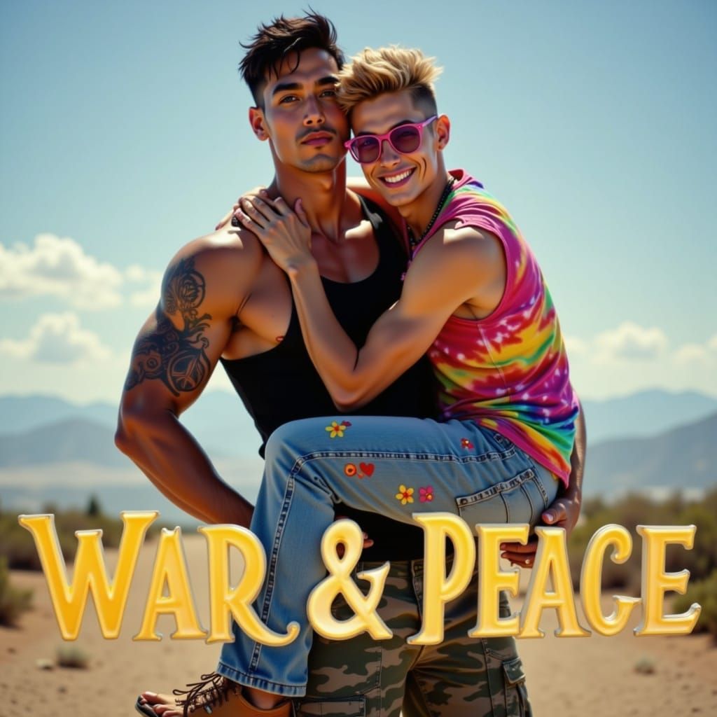 Gay Couple Opposites Attract: Soldier & Hippie