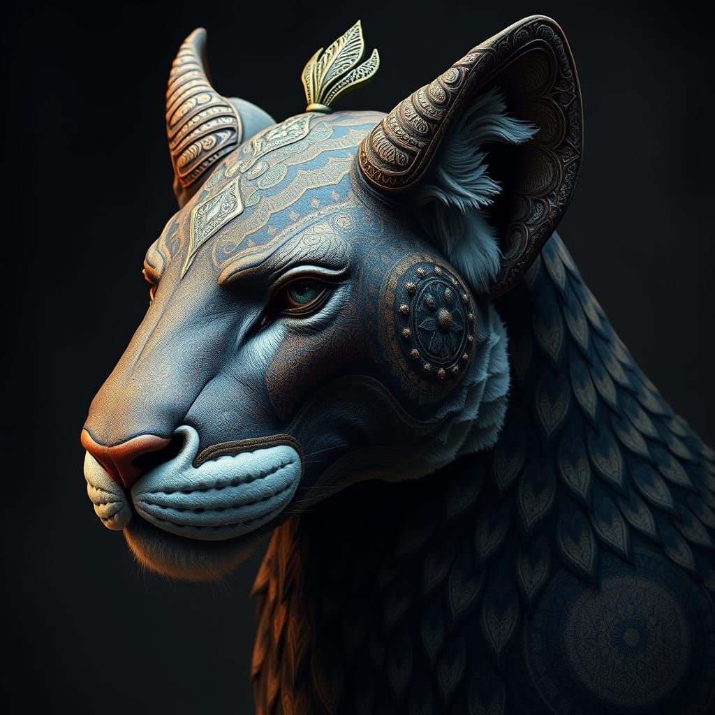 Animals with Intricate Patterns in Art Nouveau Style