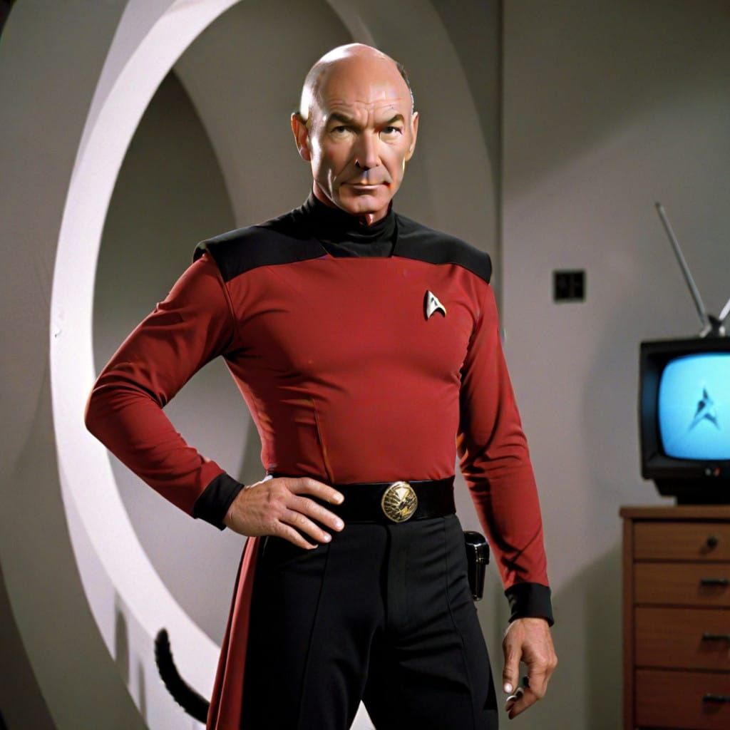 Captain Jean Luc Picard evolving into a Lemur (see tail), Star Trek TNG Genesis