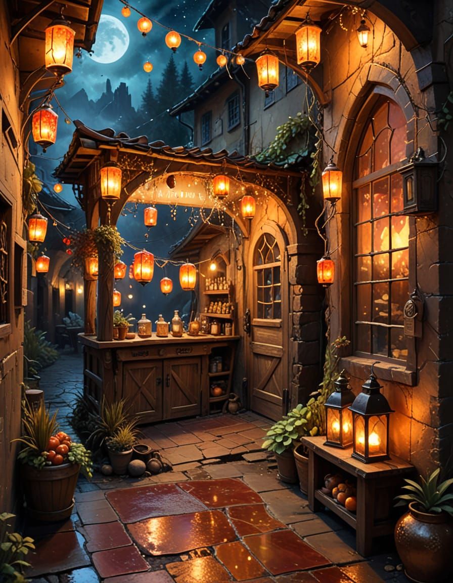 Medieval Tavern & Mystical Portals in Desert