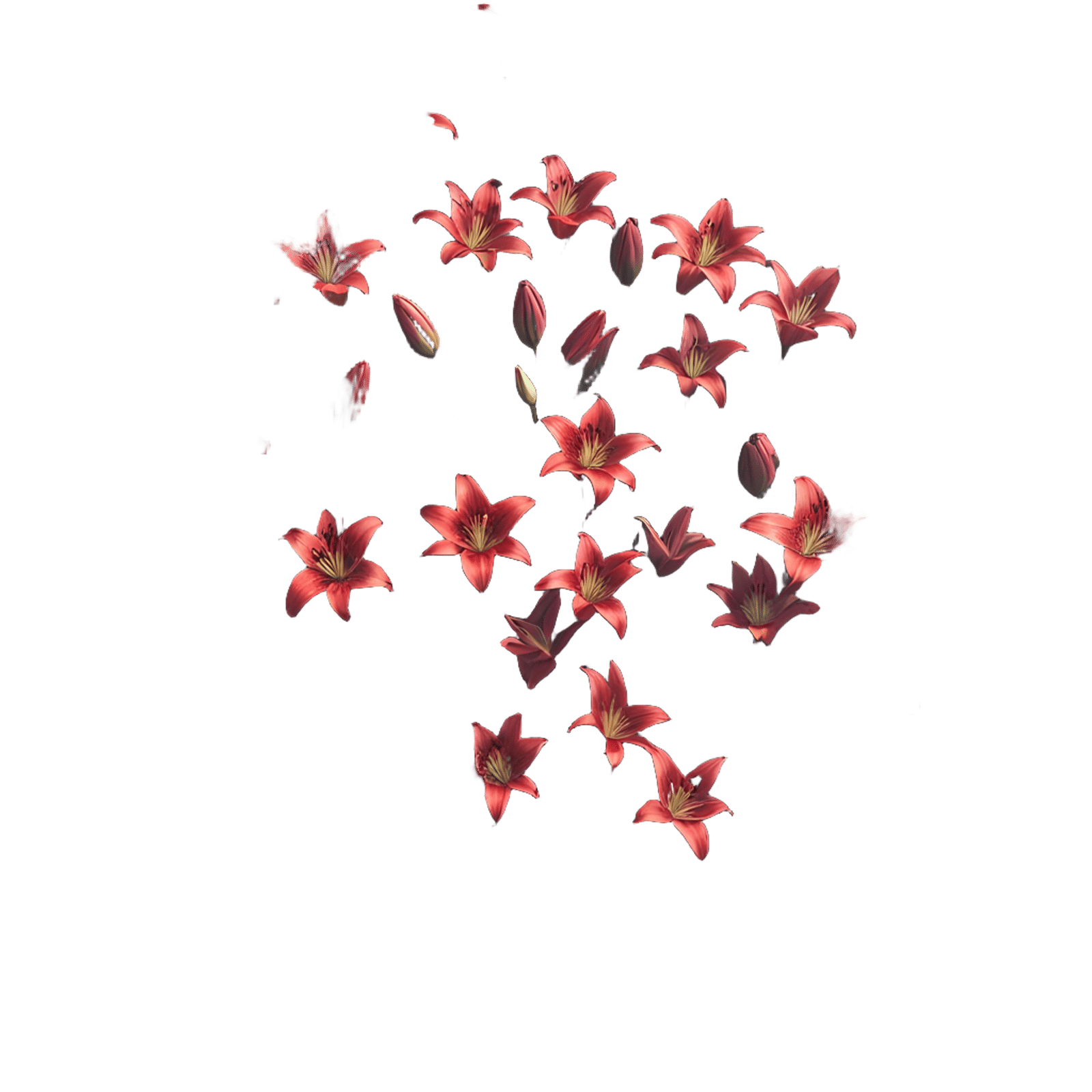 Red Lilies Pattern in a Dark Dreamscape