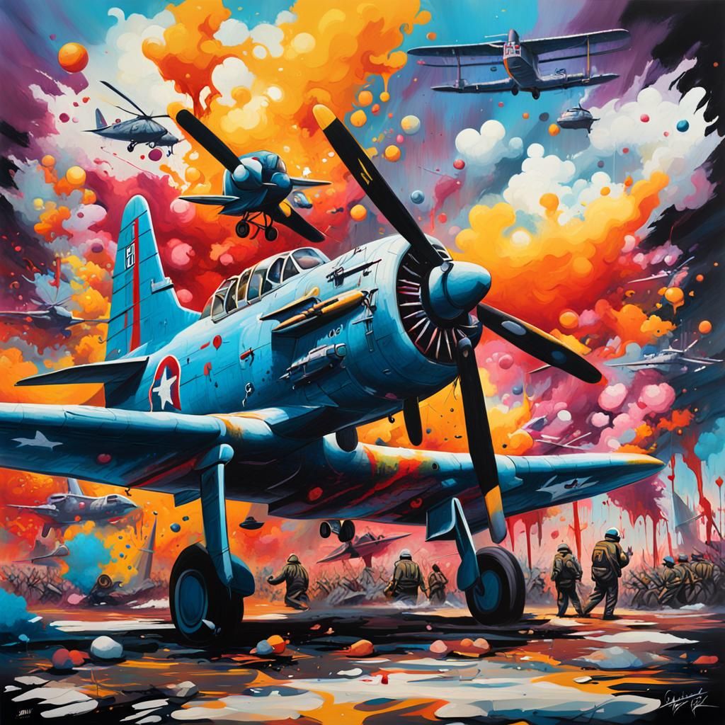 Battle of Midway in Graffiti Splash Art Style