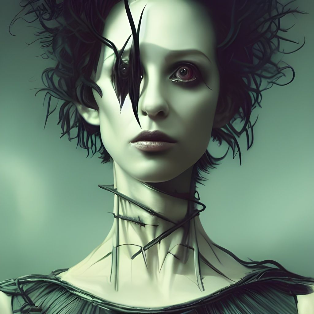 Edward Scissorhands Portrait in Biomechanical Style