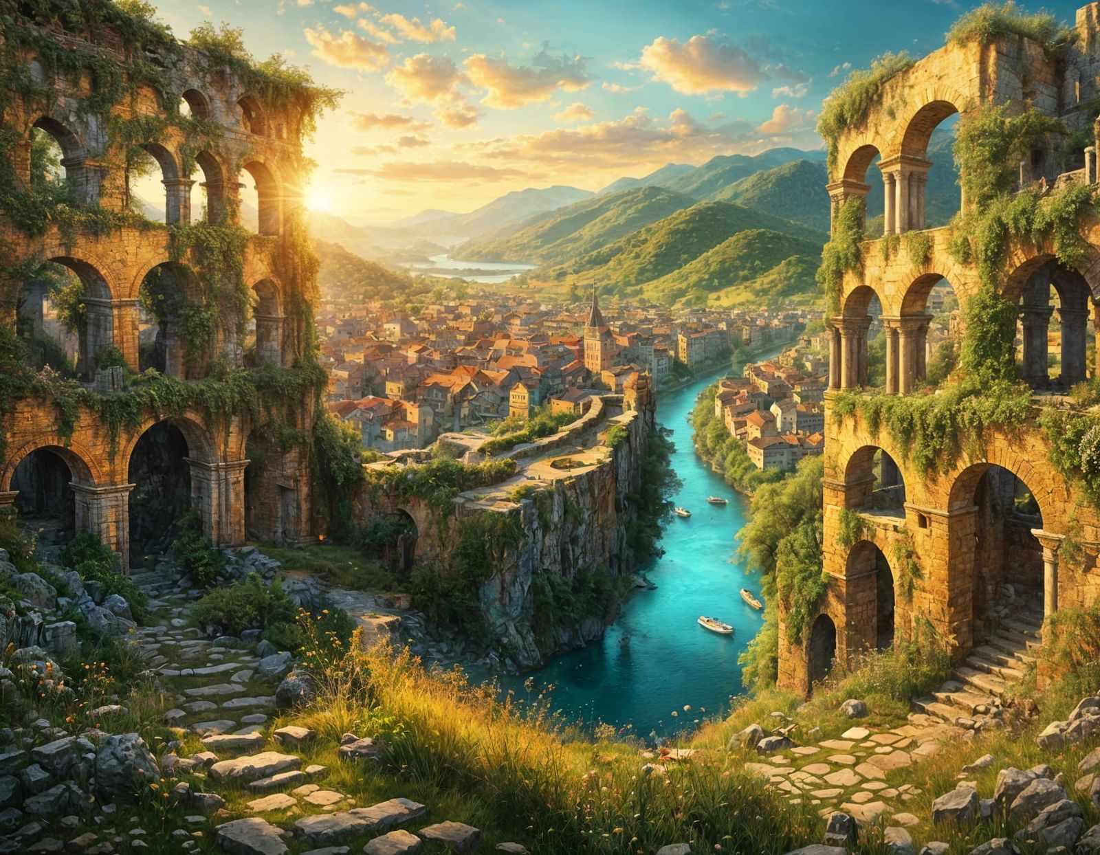 Tartarian Ruins: Surreal Street Art in Klimt Style