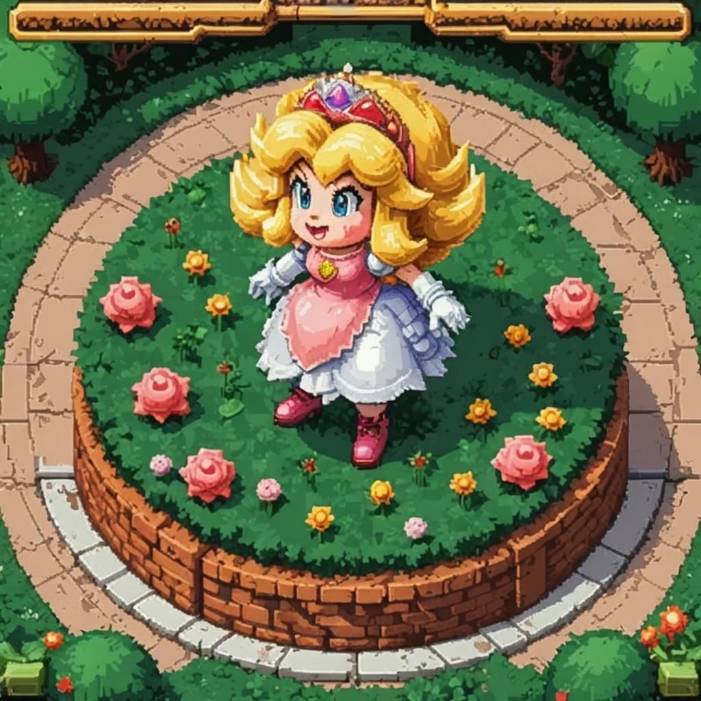 Princess Peach, of super Mario Bros, 16 bits, pixel ART styl...