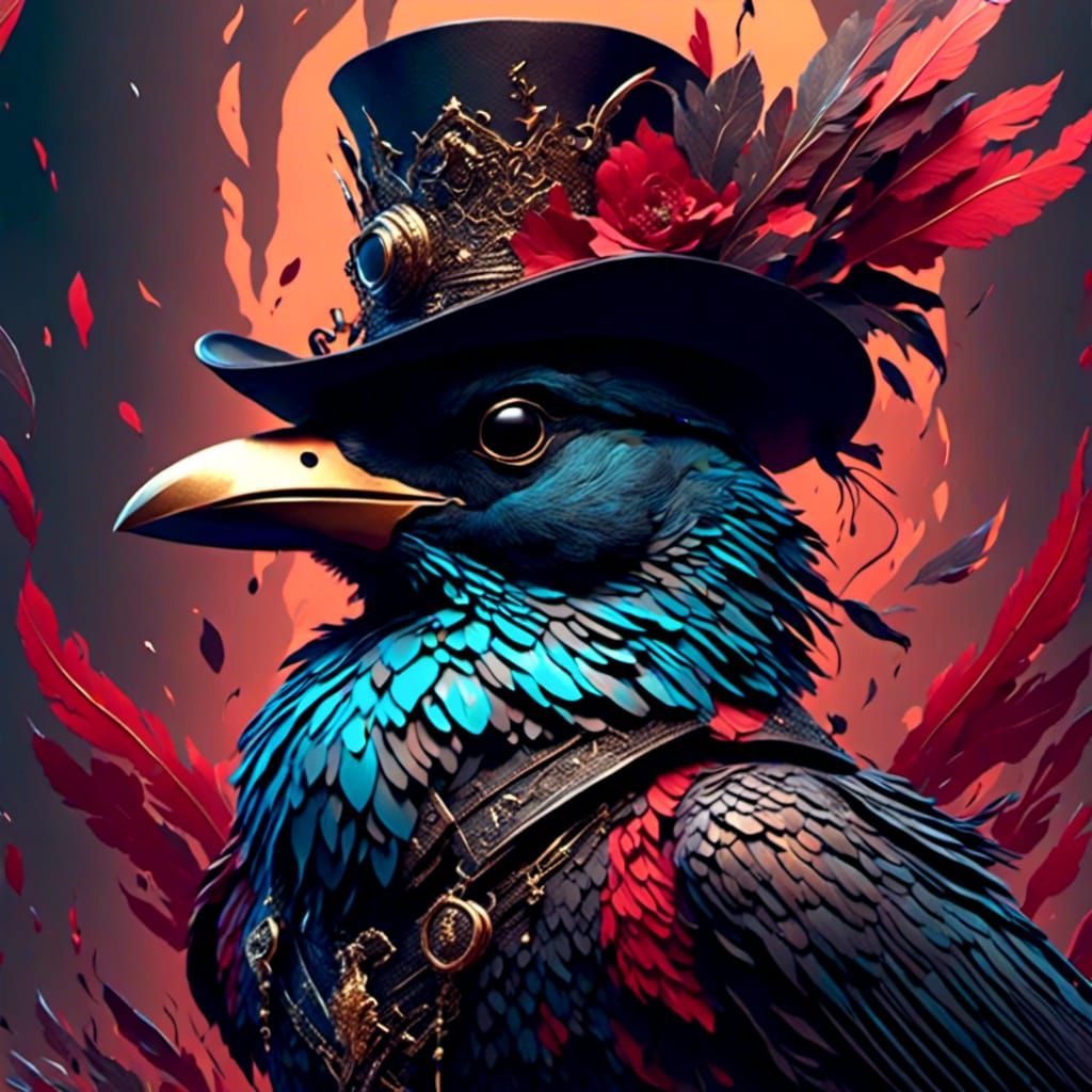 Bird in Hat: Gothic Art Profile Picture