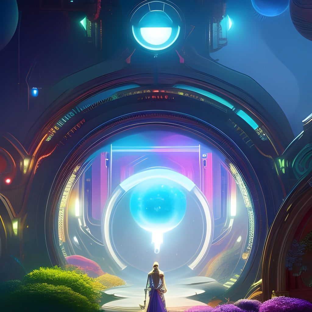 Magical Time Machine Portal to a Futuristic World