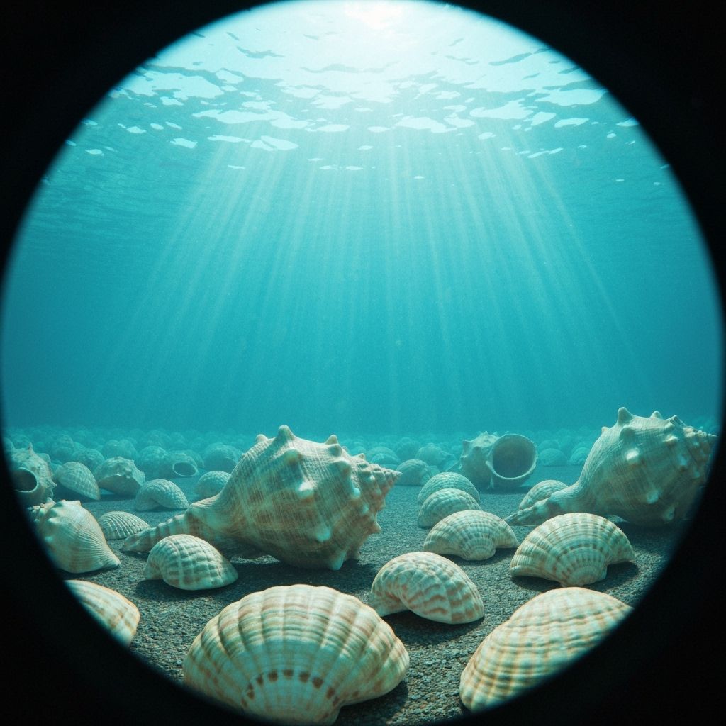 Hyperrealistic Underwater Shells in Dreamlike Digital Art