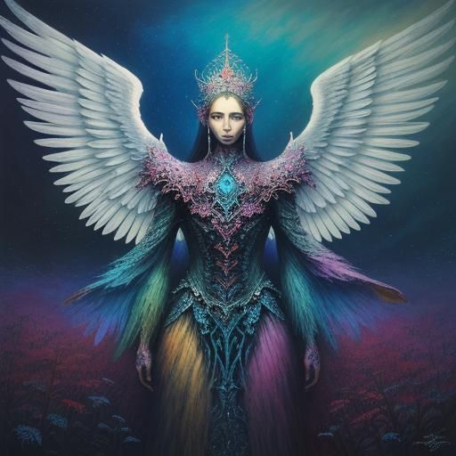 Hyperrealistic Angel with Iridescent Wings