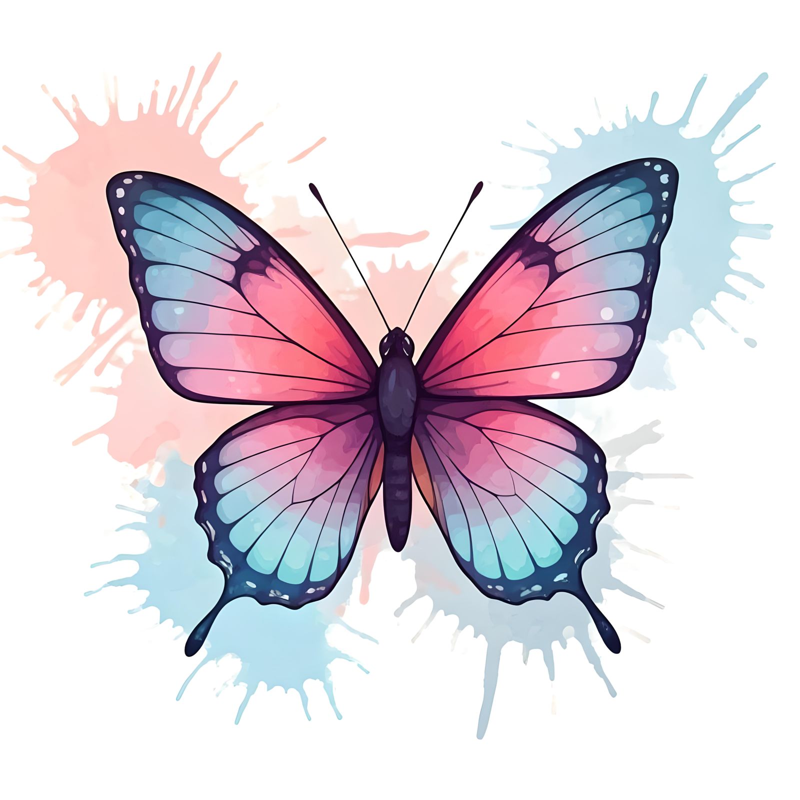 Alcoholic Ink Chibi Butterfly Art