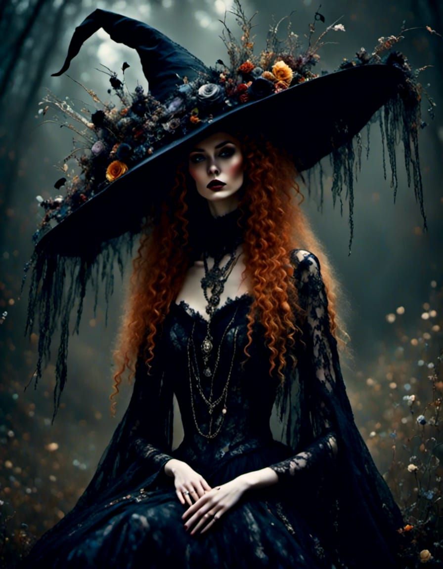 Witch in Pointed Hat with Dark Vibrance