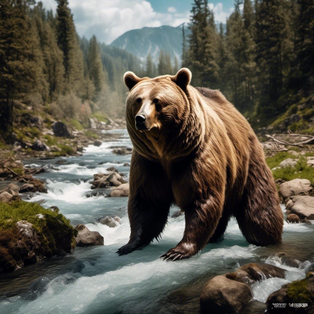 Obese Bear in Stream, Cronenberg Style