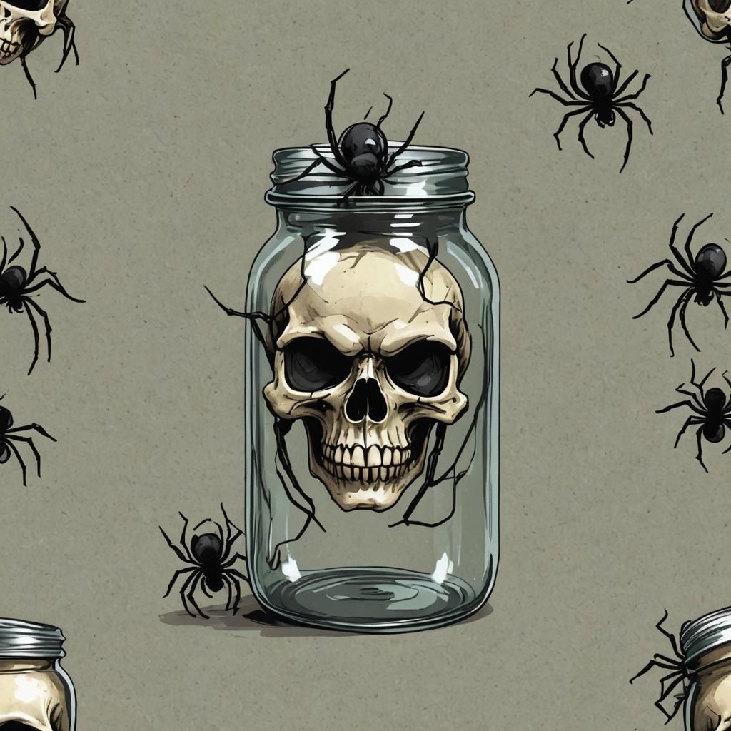 Skull Spider Specimen in Glass Jar