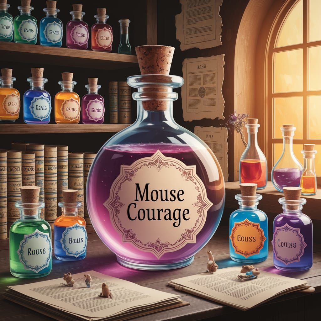 Vibrant Alchemist's Laboratory in Whimsical Collage Style