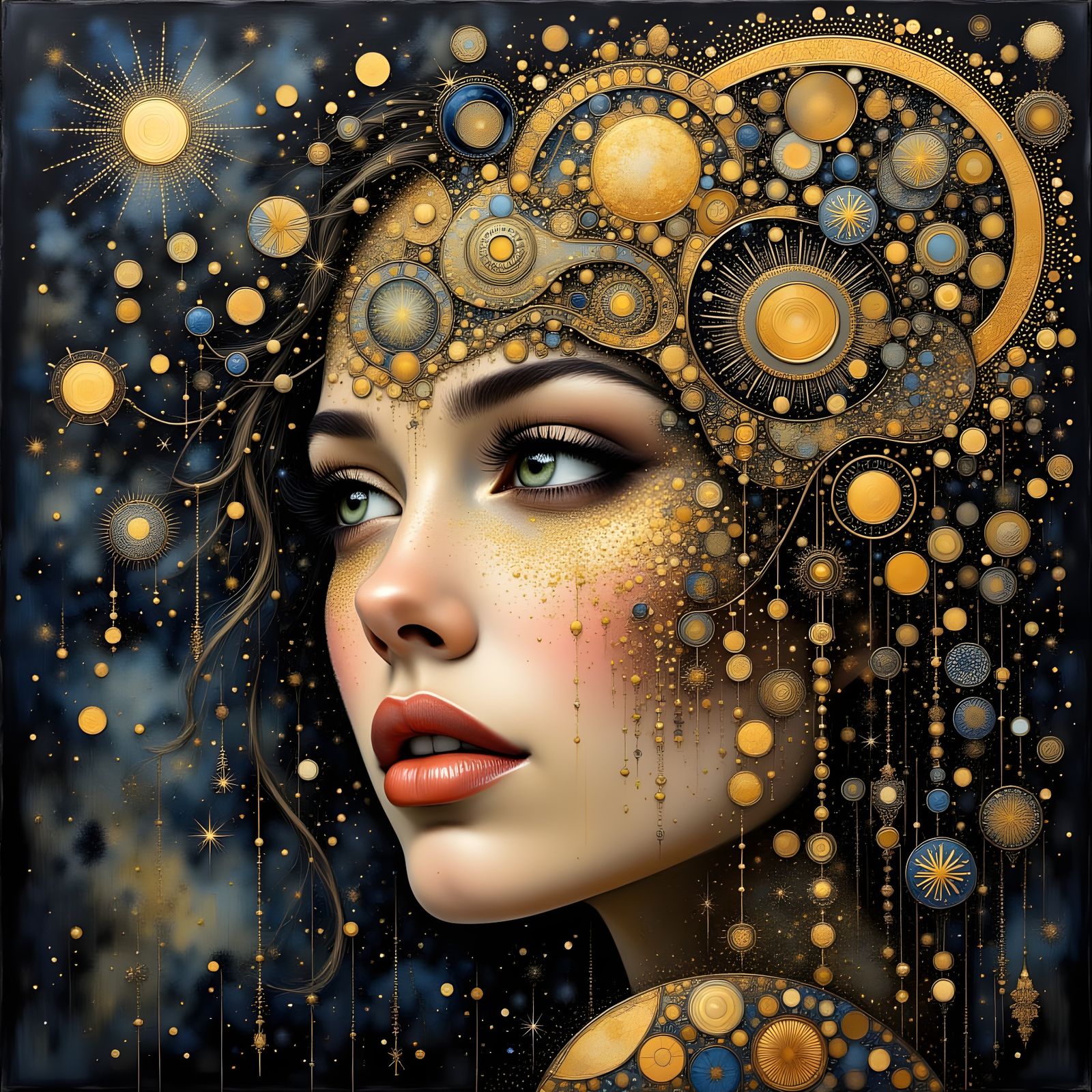 Cosmic Woman Portrait in Fractal Art Style