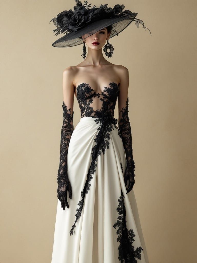 Elegance in Black Lace, a Striking Fashion Portrait