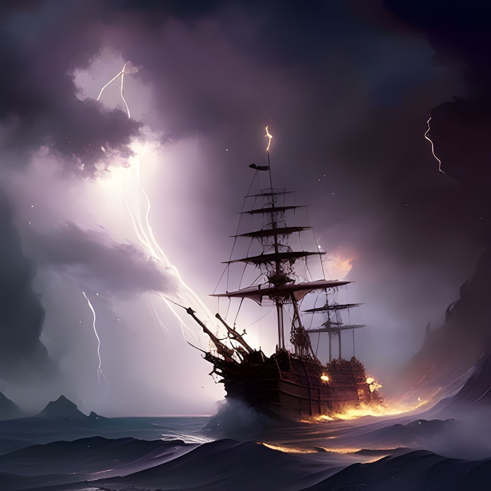 Pirate Ship on Rough Seas