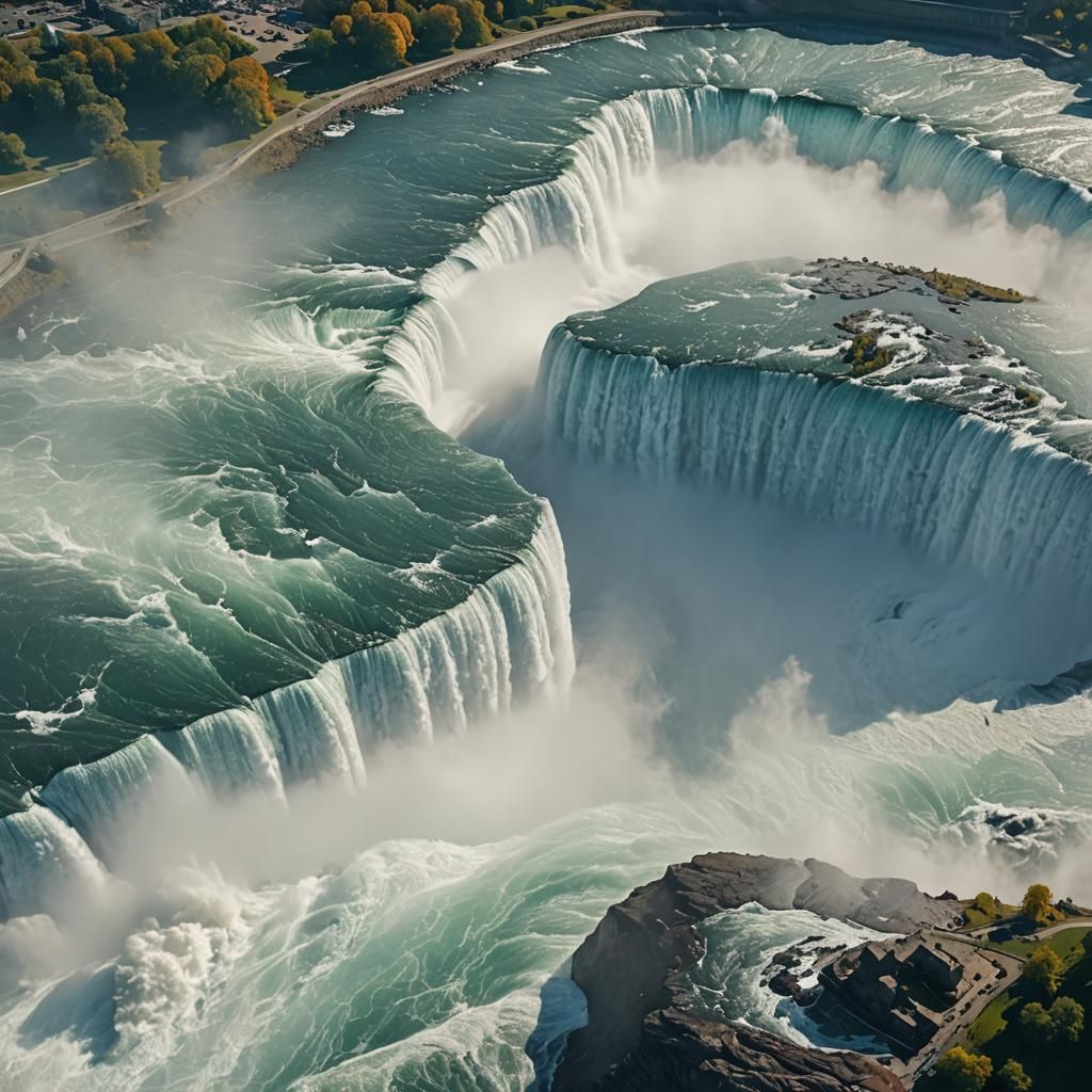 Niagara Falls Aerial View in Hyper-Realistic Landscape Photo...