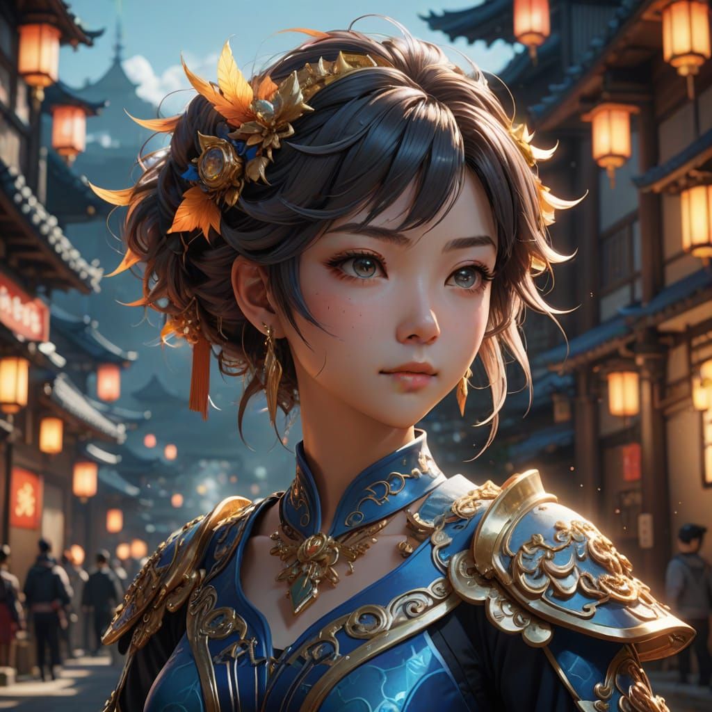 Anime Goddess in Vibrant, Ethereal Glow